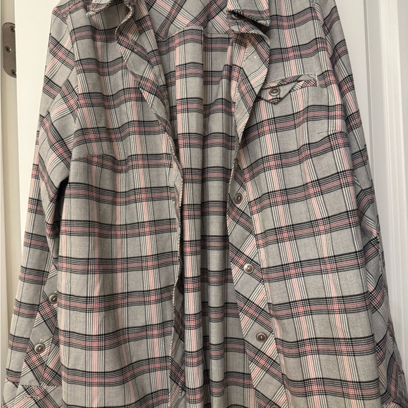 CAbi Jackets & Blazers - CAbi Gray and Pink Plaid Shirt
